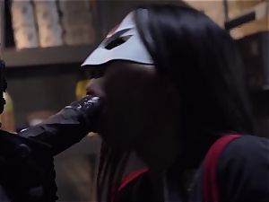 DC Comics hard-core porn parody. Katana seduces Dedshot an deprived warehouse